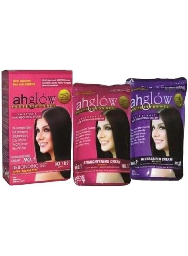 AHGLOW Professional Hair Straightening and Rebonding System with Keratin - Extra Strength Formula - Image 2
